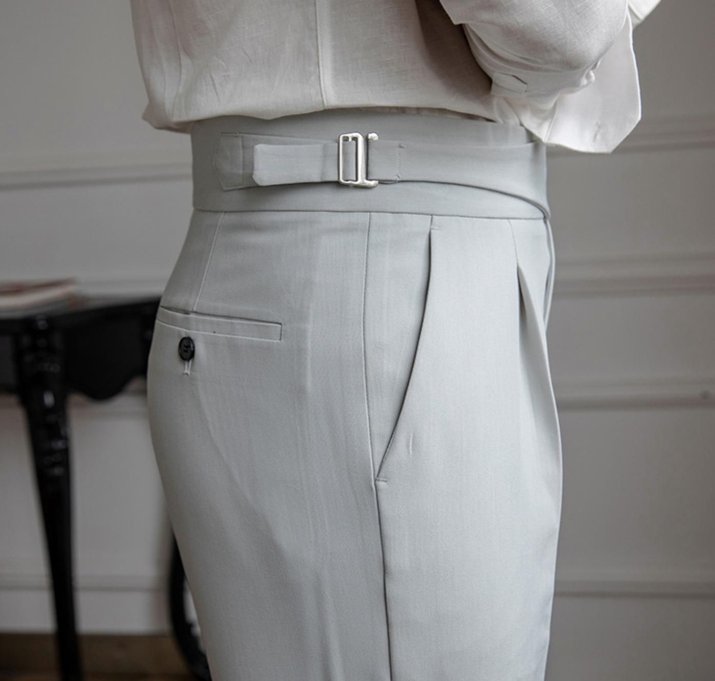 Men's High Waist Straight Retro Naples Trousers