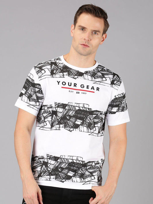 UrGear Cotton Printed Half Sleeves Round Neck Mens T-Shirt